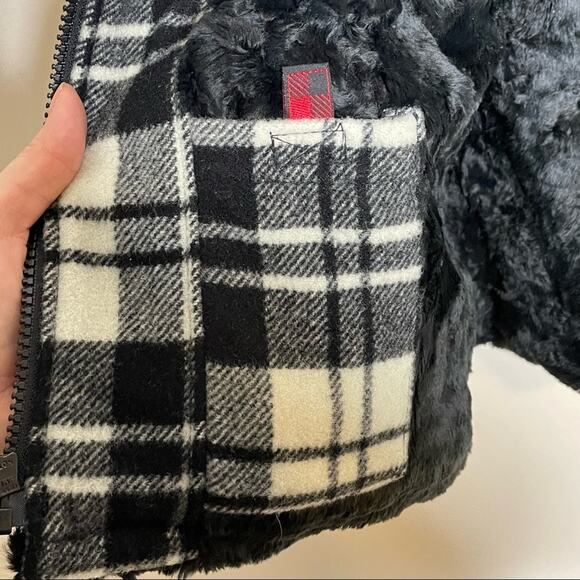 WOOLRICH black & white preppy plaid wool blend full zip vest size large fall - Picture 4 of 6